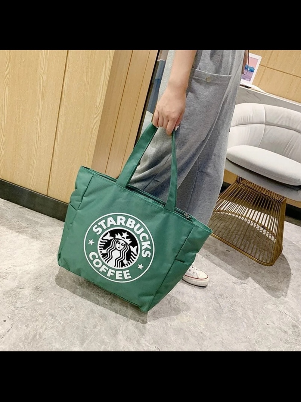 Starbucks Green Logo Tote Bag with White Emblem